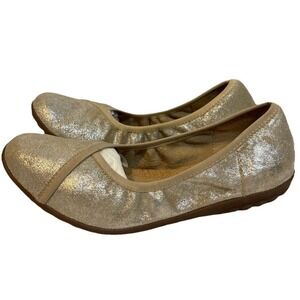 Josef Seibel Romika Gold Ballerina Flats Glitter Crackle Size 6.5. 37‎